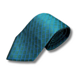 Green & Blue Chequered Woven Silk Tie Hand Finished