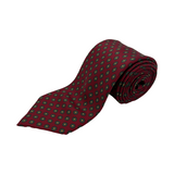 Red Neat Flower Screen Printed Silk Tie