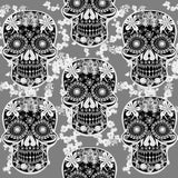 Skull Design Fabric - Charcoal