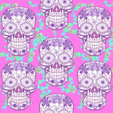 Skull Design Fabric - Pink