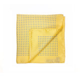 Canary Yellow and Blue Classic Spot Print Silk Pocket Square