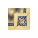 Light Yellow and Brown Circle Neat Pocket Square with a Paisley Border