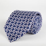 Navy Paisley Purple Diamond Printed Silk Tie