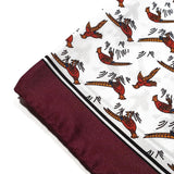 Pheasant Silk Pocket Square Burgundy Border - British Made