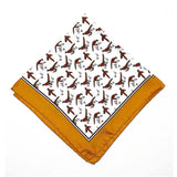 Pheasant Silk Pocket Square Orange Border - British Made