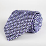 Purple Elephant Printed Silk Tie Hand Finished