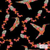 Animal Design - JE Hummingbirds Patchwork Trellis Orange by Jacqui Lou Designs
