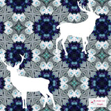 Animal Design - JE Stag Floral Grey Blue by Jacqui Lou Designs