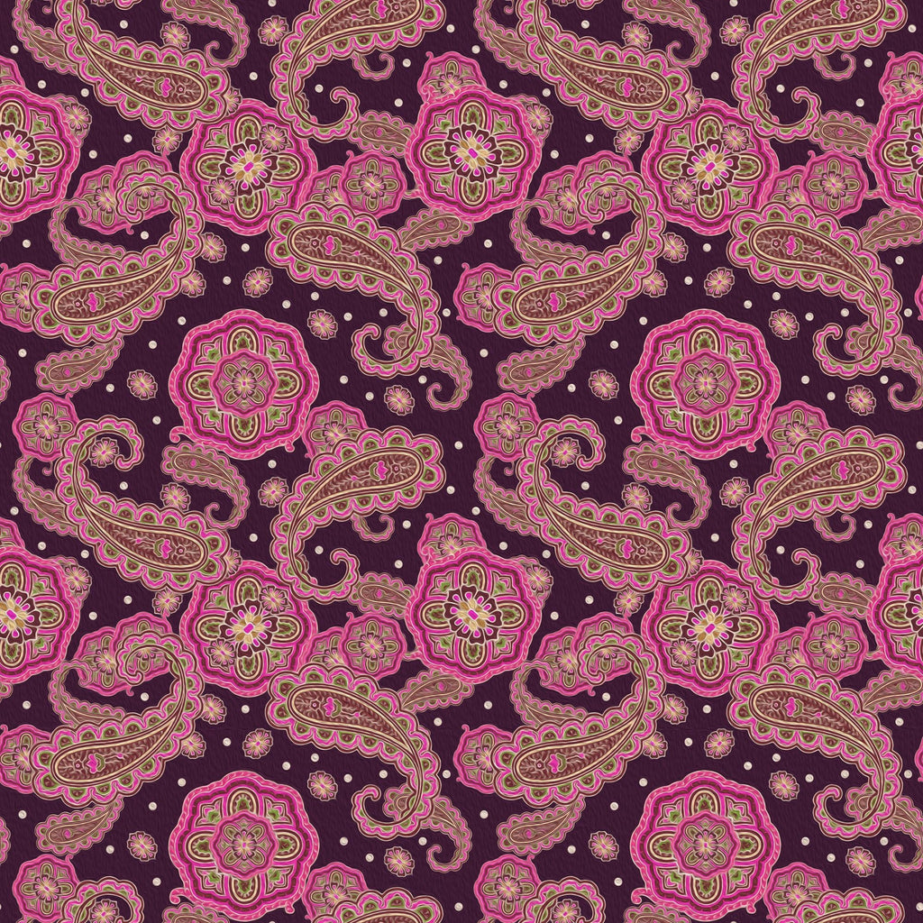 Paisley Design Fabric - Messy Spot Pink Oil Painting
