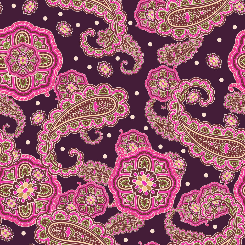 Paisley Design Fabric - Messy Spot Pink