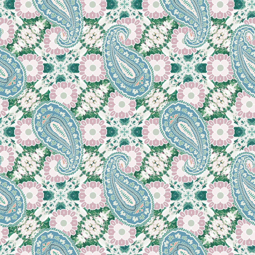 Paisley Design Fabric - Mosiac Pink Green