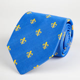 Blue Fleur-De-Lys Woven Silk Tie