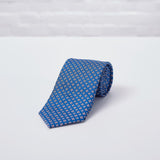 Blue Floral Printed Silk Tie - British Made
