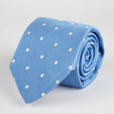 Blue Spotted Woven Silk Tie