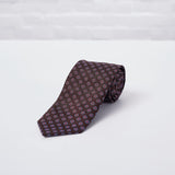 Brown Daisy Woven Silk Tie Hand Finished