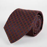 Brown Neat Flower Woven Silk Tie Hand Finished