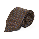 Brown Neats Printed Silk Tie Hand Finished