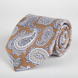 Brown Paisley Printed Silk Tie - British Made