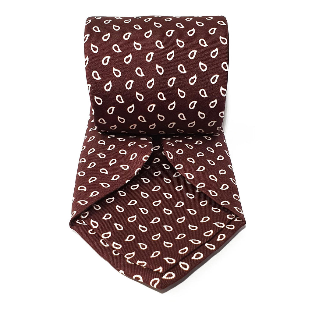Burgundy Teardrop Seven Fold Silk Tie - British Made