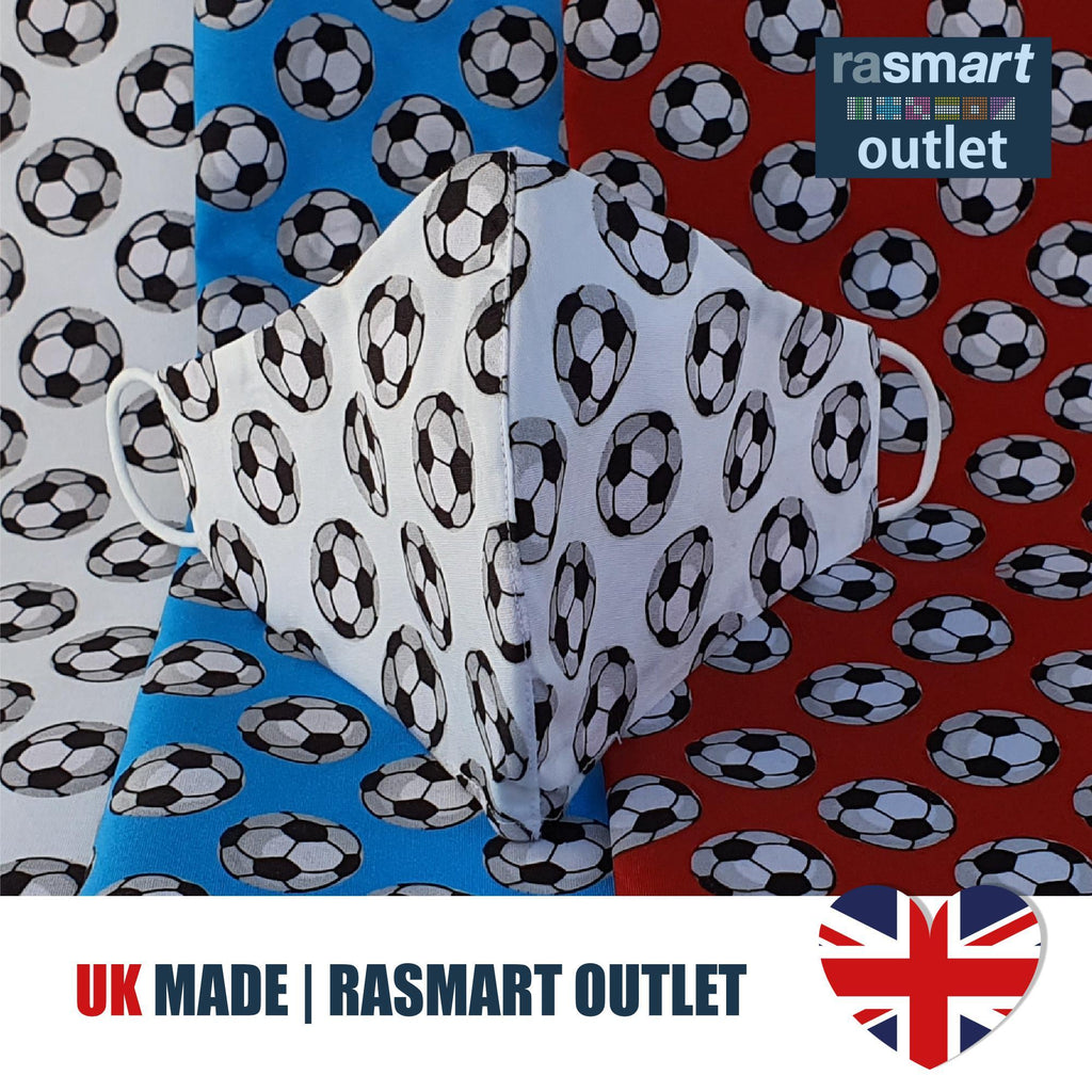 Face Mask - Blue Football Design - 100% Pure Cotton - British Made