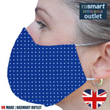 Face Mask - Blue & White Spots Design - 100% Pure Cotton