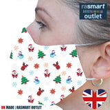 Face Mask - Christmas Festive Fun Design - 100% Pure Cotton