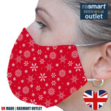 Face Mask - Christmas Snowflake Design - 100% Pure Cotton - British Made