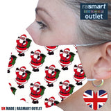 Face Mask - Classic Father Christmas - Santa Design - 100% Pure Cotton - British Made