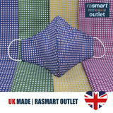 Face Mask - Fuschia Square Design - 100% Pure Cotton - British Made