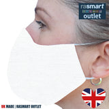 Face Mask - Plain White Design - 100% Pure Cotton - British Made