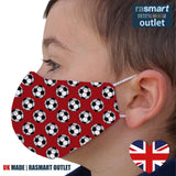 Face Mask - Red Football Design - 100% Pure Cotton