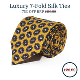 Gold Medallion Seven Fold Silk Tie - British Made