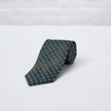 Green Daisy Woven Silk Tie Hand Finished - British Made