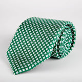 Green Geometric Diamond Printed Silk Tie Hand Finished