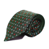 Green Leaves & Flower Woven Silk Tie Hand Finished - British Made