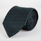 Green Neat Flower Woven Silk Tie Hand Finished