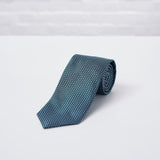 Green Square Spot Woven Silk Tie - British Made