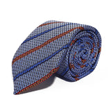 Light Blue Stripe Silk Tie Woven Hand Finished - British Made