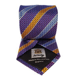 Lilac Purple Stripe Silk Tie Woven Hand Finished - British Made