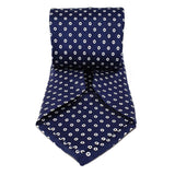Navy Blue Circle Seven Fold Silk Tie - British Made
