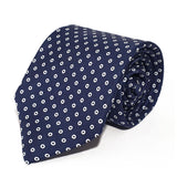 Navy Blue Circle Five Fold Silk Tie
