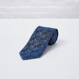 Navy Paisley Woven Silk Tie
