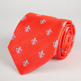 Orange Fleur-De-Lys Woven Silk Tie