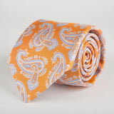 Orange Floral Paisley Woven Silk Tie Hand Finished