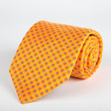 Orange Geometric Starflower Printed Silk Tie