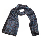 Paisley Silk Scarve Blue Black Design - 100% Pure Silk Scarf