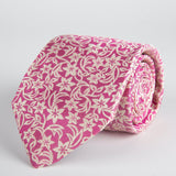 Pink Floral Woven Silk Tie Hand Finished