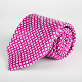 Pink Geometric Diamond Printed Silk Tie Hand Finished