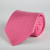Pink Geometric Small Circles Printed Silk Tie