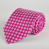 Pink Geometric Tumbling Blocks Printed Silk Tie